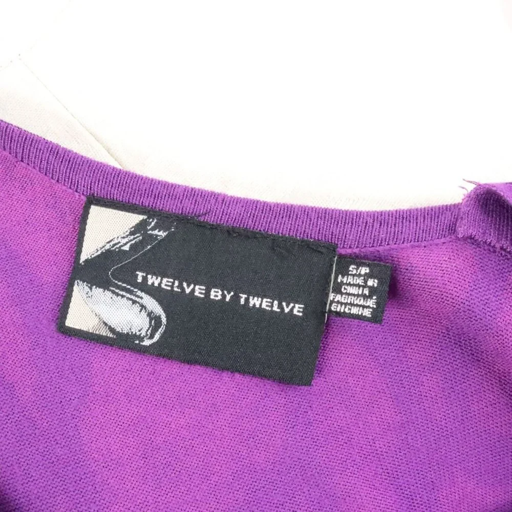 Twelve by Twelve Women's S Purple Animal Print Knit One-Shoulder Sleeveless Top - Picture 10 of 11